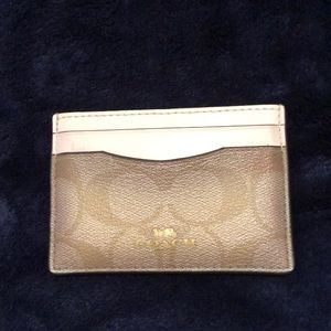 NWOT Coach CC Case Signature Canvas with Leather Trim